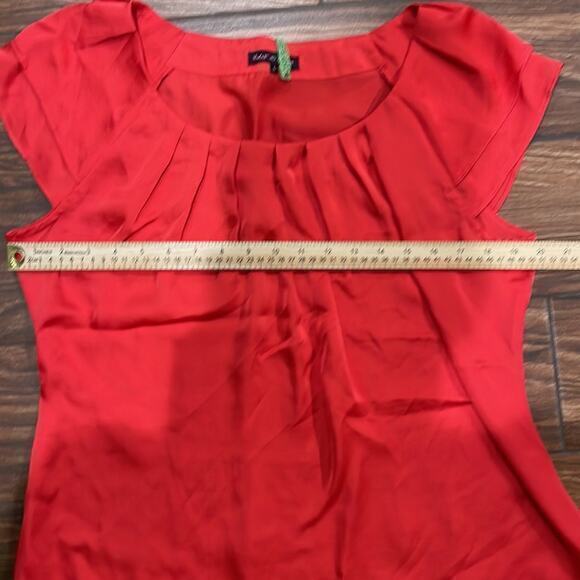 Violet & Claire Large Red Blouse Y2K Satin‎ Shiny Office Siren Boardroom - Picture 4 of 5